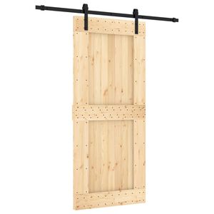 vidaXL Slīdo&scaron;ās durvis Dabiska un melna 90 x 210 cm Cieta priedes koks