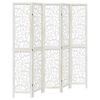 vidaXL 5-paneļu istabas aizslietnis, balts, paulonijas masīvkoks