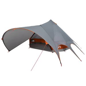 vidaXL Tīklu telts 7 personām Pelēka un oranža 600 x 600 x 347 cm