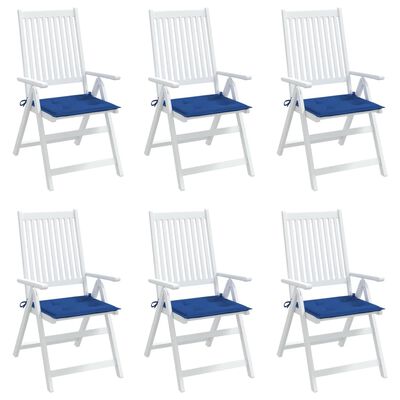 vidaXL dārza krēslu spilveni, 6 gab., zili, 50x50x3 cm, audums