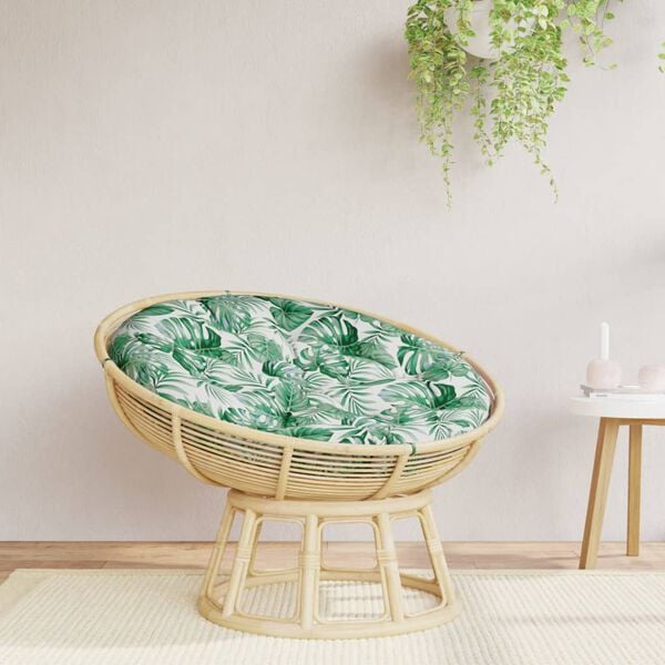 vidaXL krēslu spilvens, apaļ&scaron;, &Oslash;100 x11 cm, audums, lapu apdruka