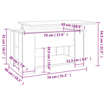 vidaXL kafijas galdiņš, betona pelēks, 79x49x41 cm, inženierijas koks