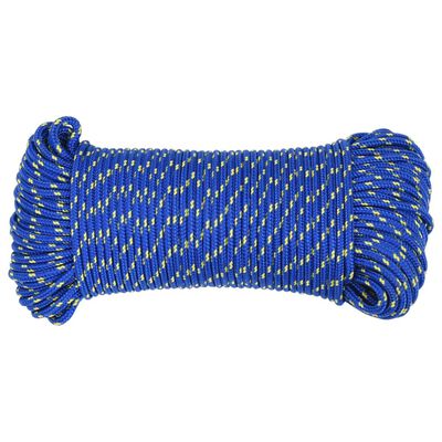 vidaXL laivu virve, zila, 3 mm, 100 m, polipropilēns