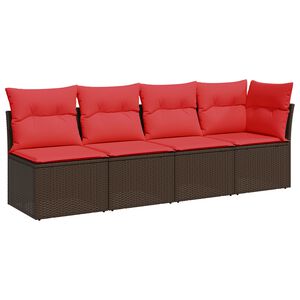 vidaXL Dārza dīvāns ar spilvenu Brūna 227 x 62 x 69 cm poliratāns