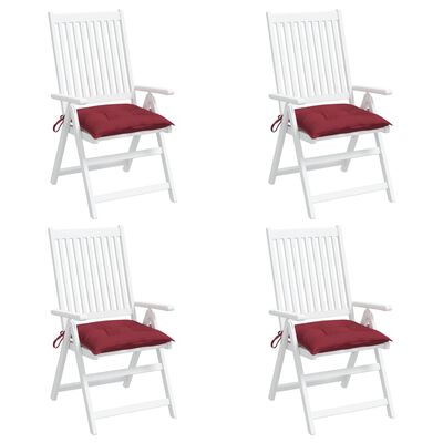 vidaXL dārza krēslu spilveni, 4 gab., vīnsarkani, 40x40x7 cm, audums