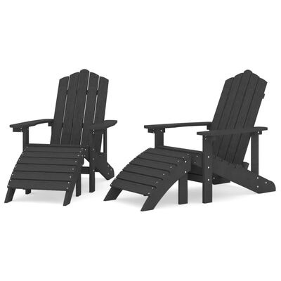 vidaXL dārza krēsli ar kāju balstiem, 2 gab., HDPE, antracītpelēki