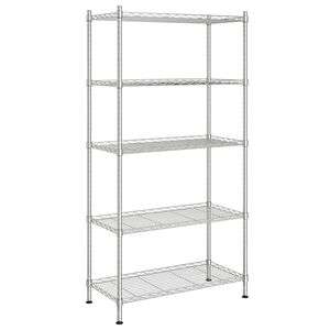 vidaXL 5 līmeņu plaukts, 90x35x180 cm, hromēts, 250 kg