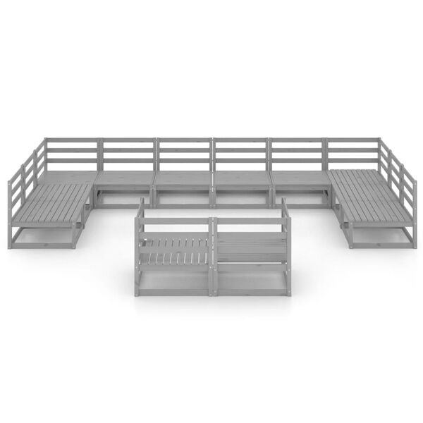 vidaXL 12-daļīgs dārza atpūtas mēbeļu komplekts, priedes masīvkoks