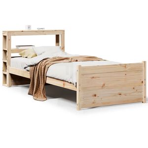 vidaXL gultas rāmis ar galvgali, 75x190 cm, priedes masīvkoks