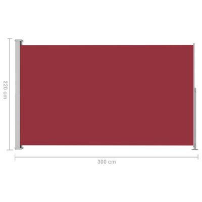 vidaXL izvelkama sānu markīze, 220x300 cm, sarkana