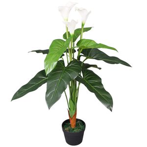 vidaXL mākslīgais augs, kalla llilija ar podiņu, 85 cm, balta