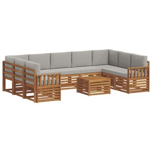 vidaXL Dīvāna komplekti ar spilvenu 10 pcs Dabīgs un gai&scaron;i pelēks