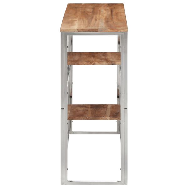 vidaXL konsoles galdiņ&scaron;, nerūsējo&scaron;s tērauds, akācijas masīvkoks