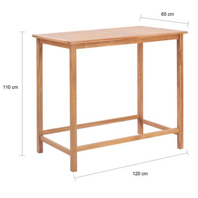 vidaXL dārza bāra galds, 120x65x110 cm, masīvs tīkkoks