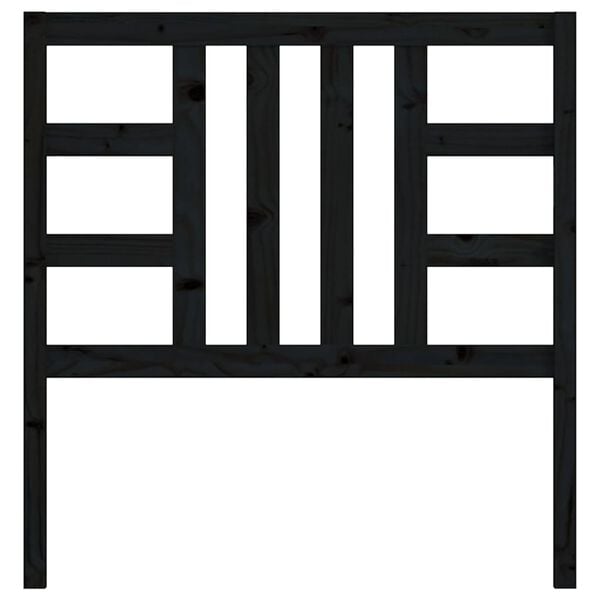 vidaXL gultas galvgalis, melns, 81x4x100 cm, priedes masīvkoks