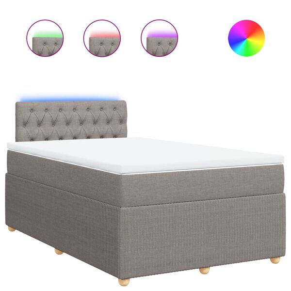 vidaXL atsperu gulta ar matraci, pelēkbrūns audums, 120x190 cm