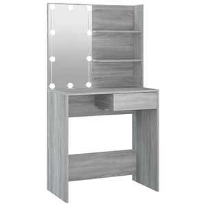vidaXL spoguļgaldiņ&scaron; ar LED, pelēka ozolkoka krāsa, 74,5x40x141 cm