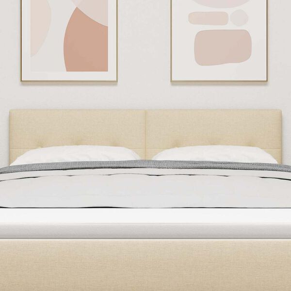 vidaXL LED gultas galva ar galvas klāju Krēmkrāsa 160 cm Poliesters