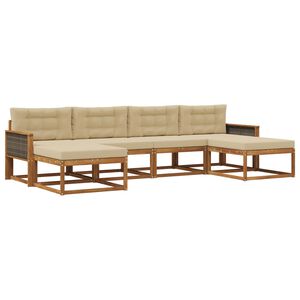 vidaXL Āra dīvānu komplekts ar spilvenu 6 pcs Dabisks un bē&scaron;s