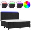 vidaXL atsperu gulta ar matraci, LED, melns samts, 160x200 cm