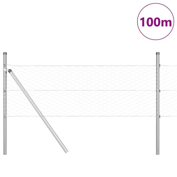 vidaXL Žoga āķis Sudraba 100 x 0,4 m (36 mm siets) Tērauds