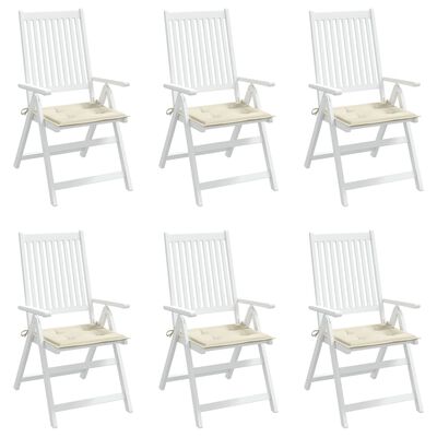 vidaXL dārza krēslu spilveni, 6 gab., krēmkrāsas, 50x50x3 cm, audums