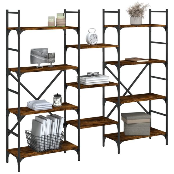 vidaXL grāmatplaukts, ozolkoka, 160x28,5x136,5 cm, inženierijas koks