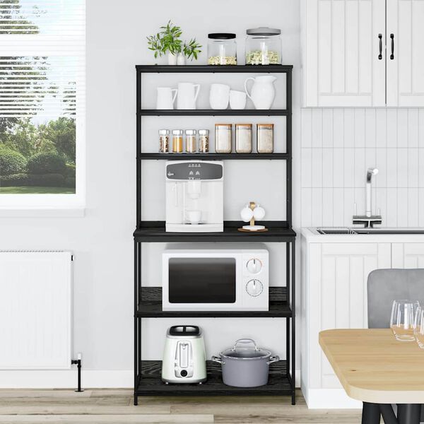 vidaXL Virtuves plaukts Melns ozolkoks 80 x 40 x 168 cm