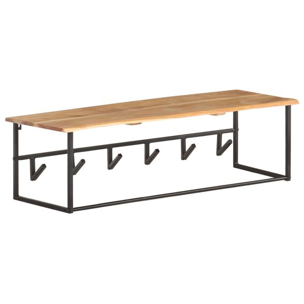 vidaXL pakaramais, dabīgas formas malas, 100x34x38 cm, akācijas koks