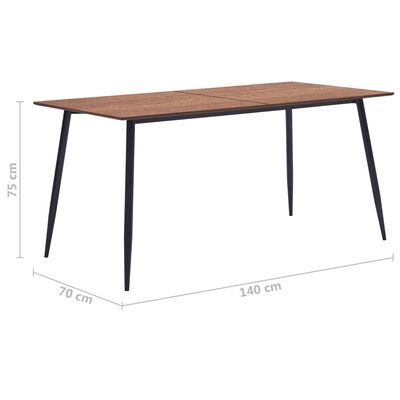 vidaXL virtuves galds un 4 krēsli, brūna mākslīgā āda