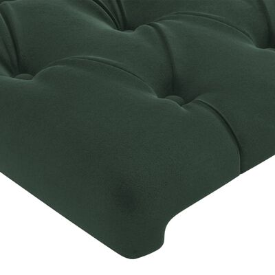 vidaXL gultas galvgalis ar LED, 203x16x118/128 cm, tumši zaļš samts