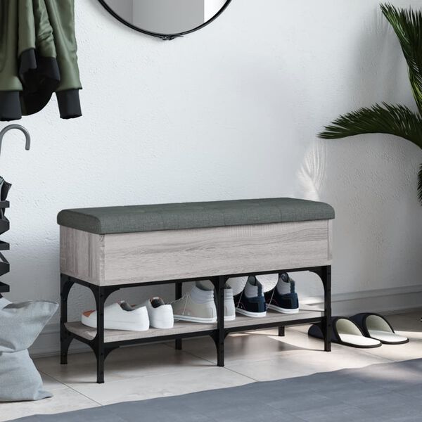 vidaXL apavu skapītis, pelēks, 82x32x45 cm, inženierijas koks