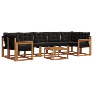 vidaXL Āra dīvānu komplekts ar spilvenu 8 pcs Dabīgs un melns