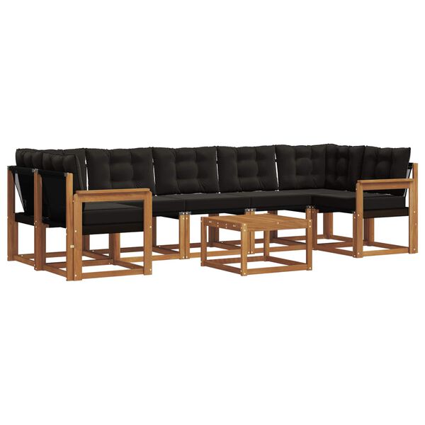 vidaXL Āra dīvānu komplekts ar spilvenu 8 pcs Dabīgs un melns