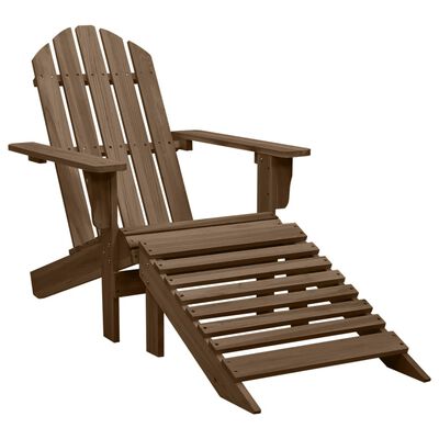 vidaXL dārza krēsls ar kāju balstu un galdiņu, egles masīvkoks, brūns