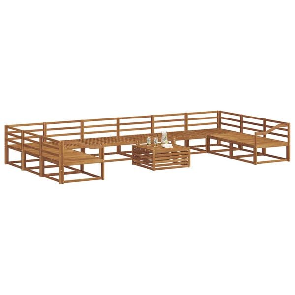 vidaXL Āra dīvānu komplekts 11 pcs Dabiska Cietā akācijas koks