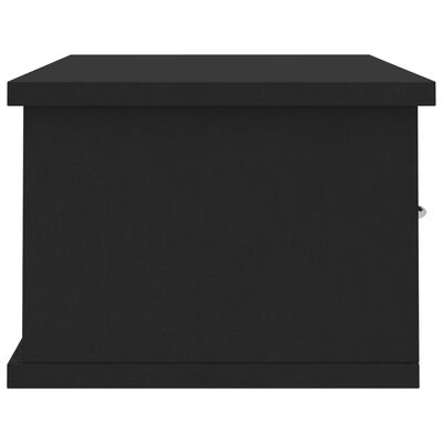 vidaXL sienas atvilktņu plaukts, melns, 60x26x18,5 cm, skaidu plāksne
