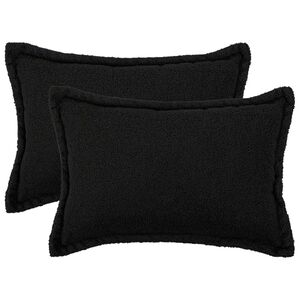 vidaXL Spilvenu pārvalks 2 gab. HOUTEN Melns 30 x 50 cm Boucl&eacute;