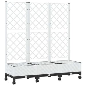 vidaXL Dārza kaste ar treli un riteņiem Balts 120 x 40 x 131,5 cm PP