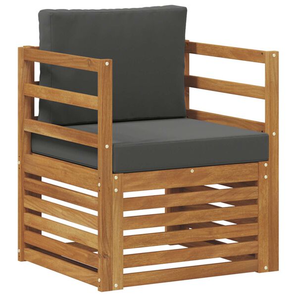 vidaXL Āra dīvānu komplekts Cieta akācijas koks un poliesters Dabiska