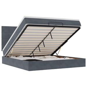 vidaXL Osmaņu gultas rāmis ar matračiem tum&scaron;i pelēks 200x200cm audums