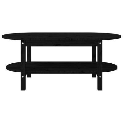 vidaXL kafijas galdiņš, melns, 110x55x45 cm, priedes masīvkoks