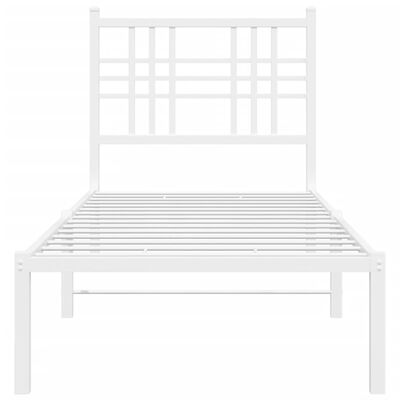 vidaXL gultas rāmis ar galvgali, balts metāls, 80x200 cm