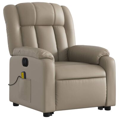 vidaXL elektrisks masāžas krēsls paceļams kapučīno krāsas mākslīgā āda