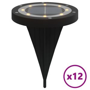 vidaXL solārās zemes gaismas ar zemes tapām, āra 12 gab., silti baltas