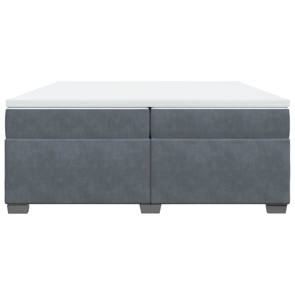 vidaXL atsperu gulta ar matraci, tum&scaron;i pelēka samts, 200x200 cm