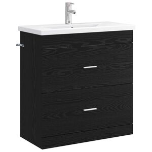 vidaXL Vannas istabas mēbeļu komplekts Melns ozols 81 x 40 x 84,5 cm
