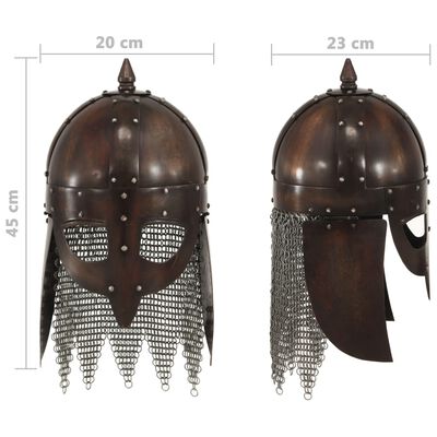 vidaXL vikingu karotāju bruņucepure, replika, vara krāsas tērauds