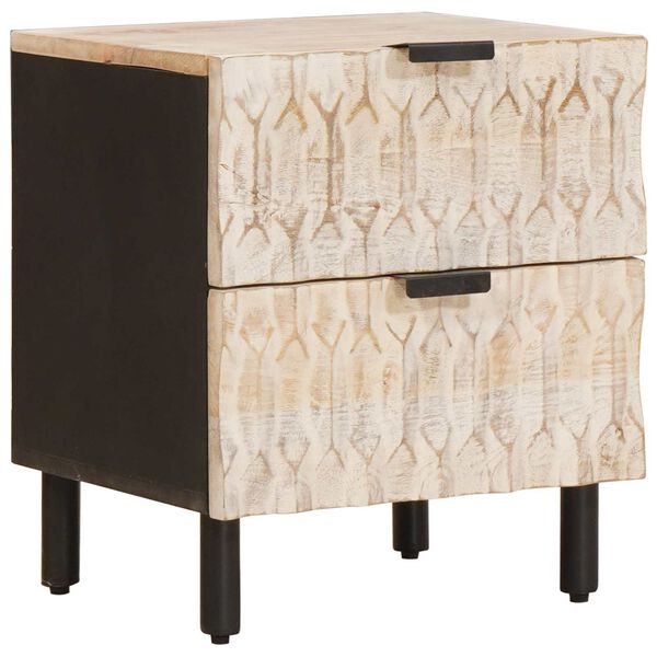 vidaXL Nakts skapītis 2 pcs Balts 40 x 33 x 46 cm Cieta mango koksne