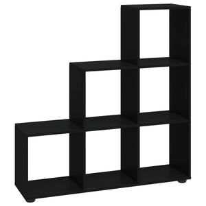 vidaXL grāmatu plaukts, melns, 107 cm, inženierijas koks